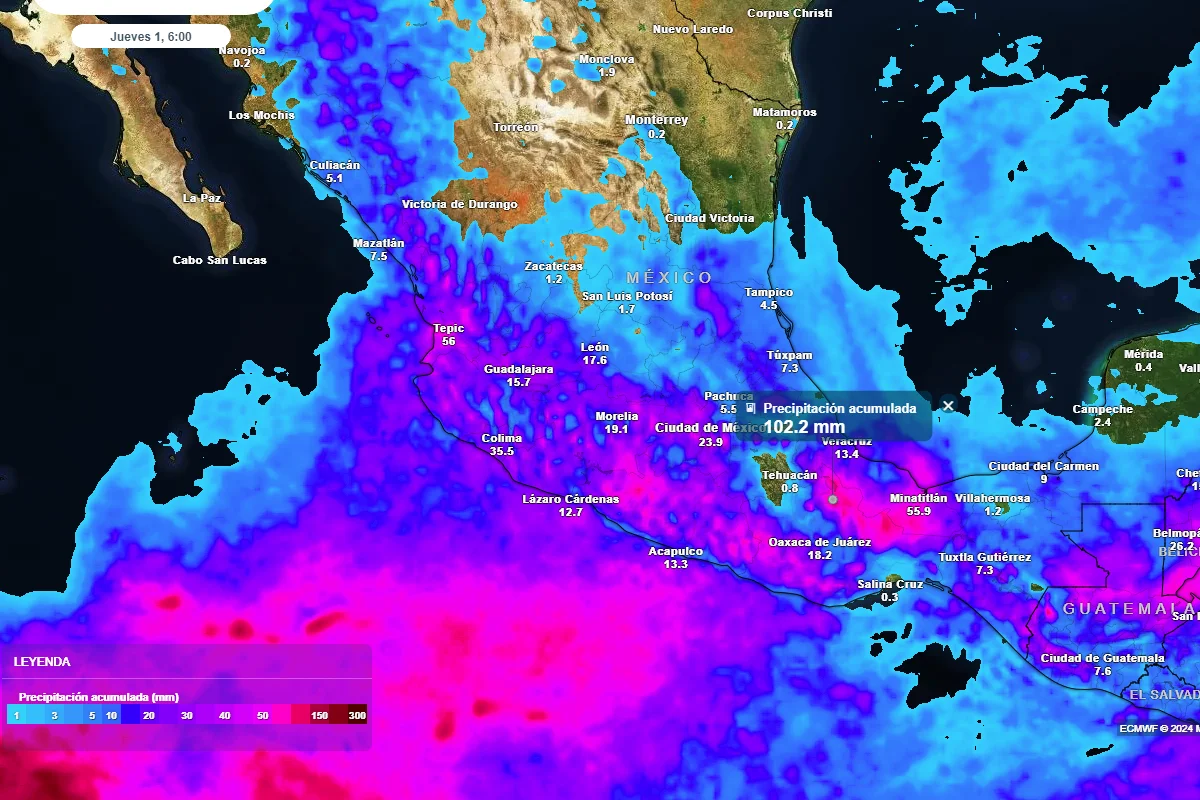 Tormentas tropicales Carlotta y Daniel traerán lluvias fuertes a México